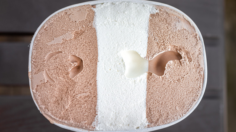 top view of neopolitan ice cream