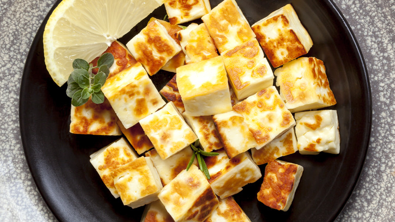 cubes of halloumi