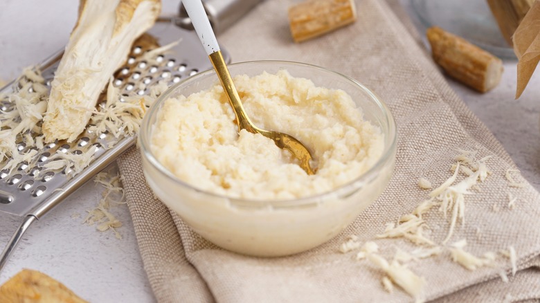 bowl of prepared horseradish