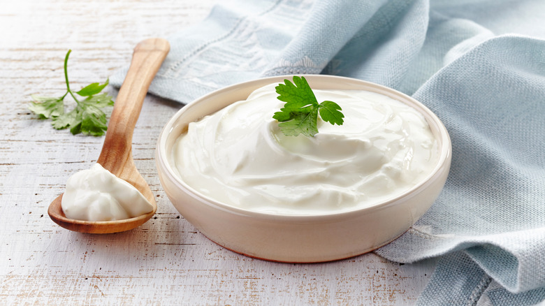 sour cream in a bowl