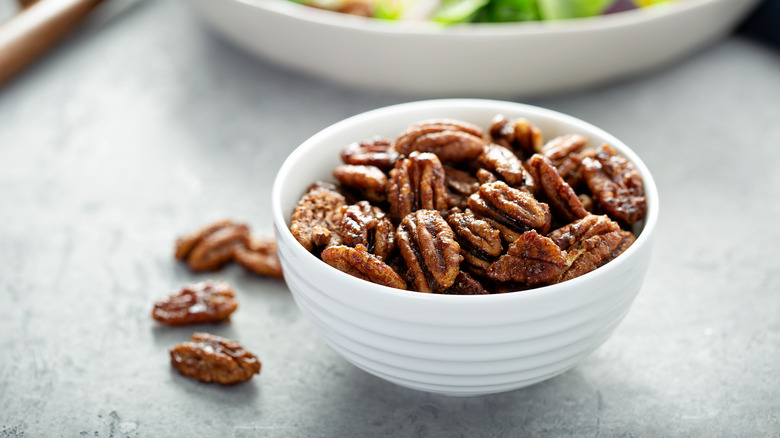 bowl of candied pecans