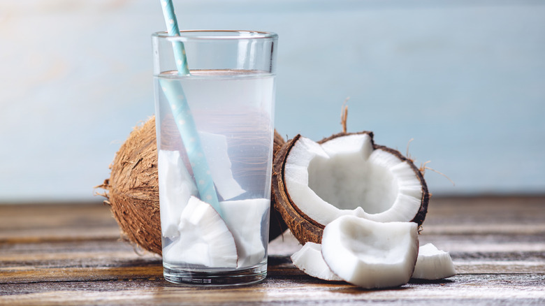 Glass of coconut water