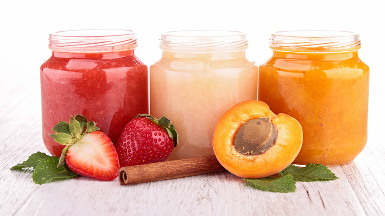 Assorted fresh fruit purees