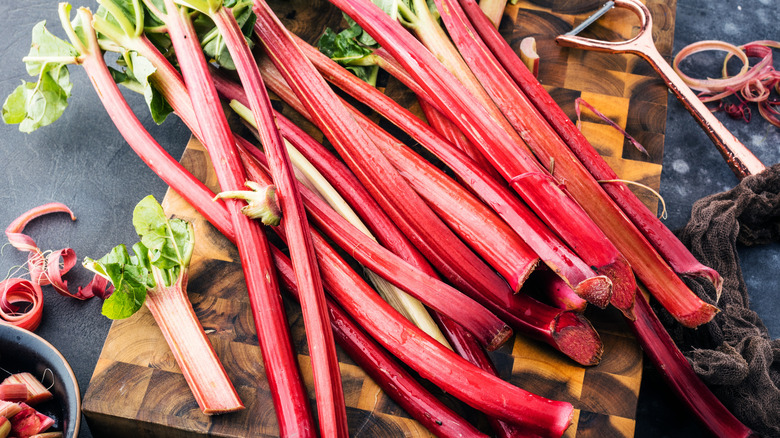 Fresh rhubarb stalks