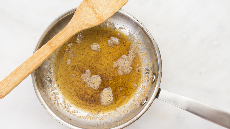 Brown butter in frying pan