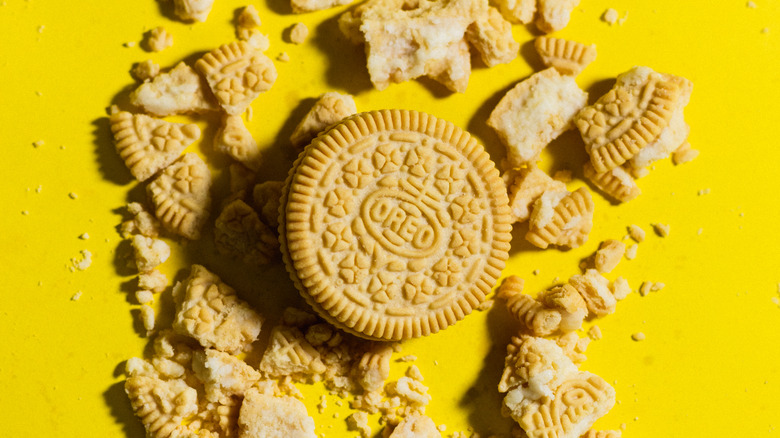 Crushed and whole Golden Oreos