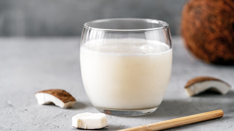 glass of coconut milk