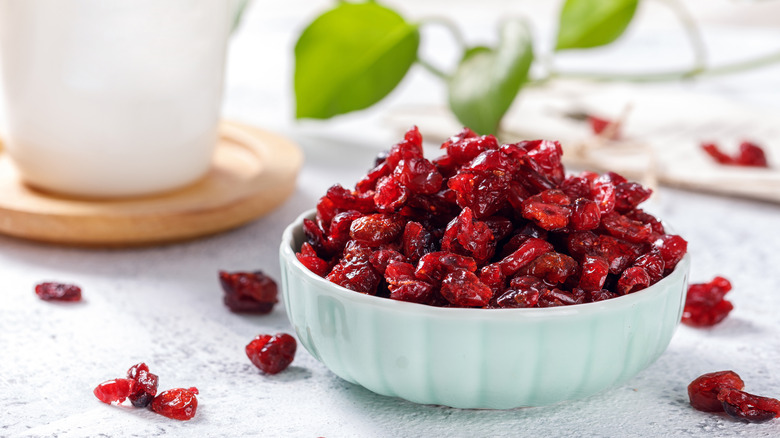 Dried cranberries in a dish