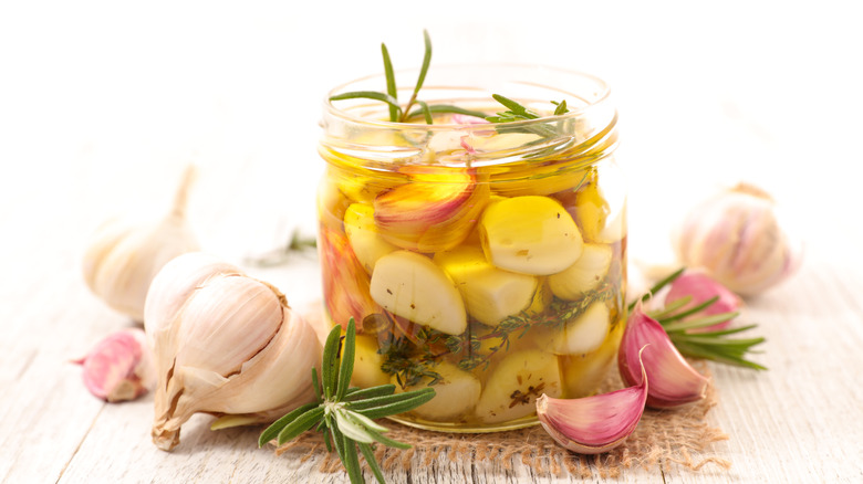 Jar of garlic confit