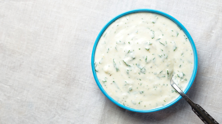 ranch dressing bowl with spoon