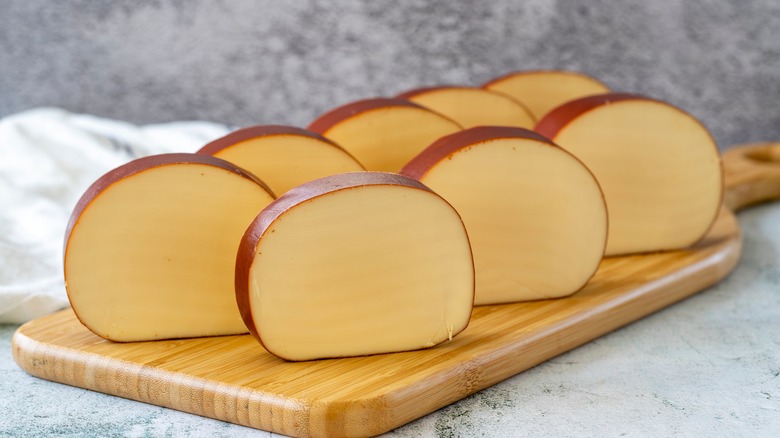 blocks of smoked Gouda cheese