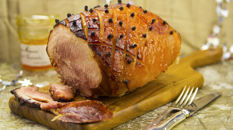 Baked ham on board