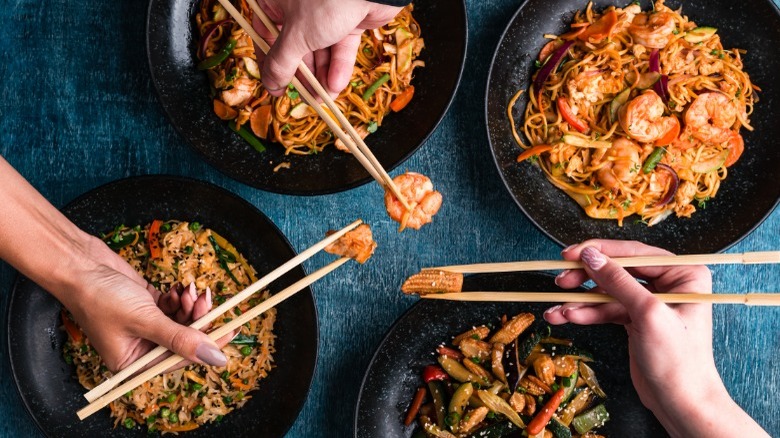 Eating with chopsticks