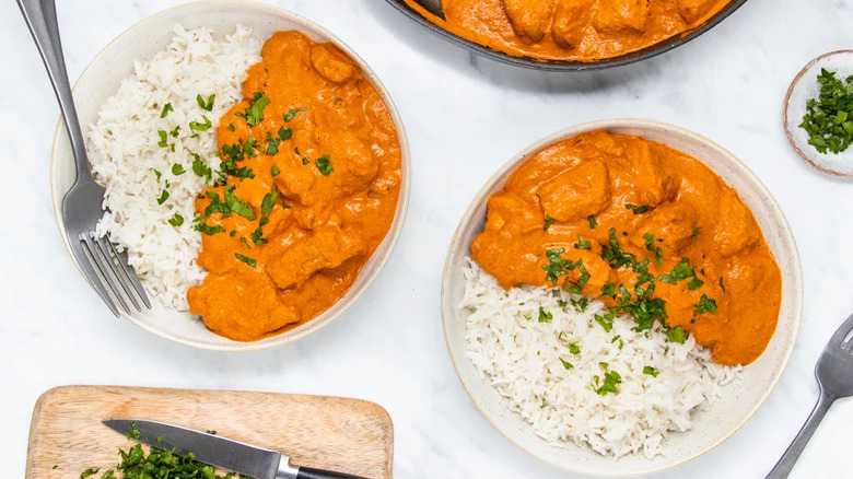 Plates of Chicken Tikka Masala