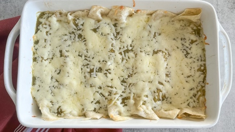 Salsa Verde Chicken Enchiladas dish