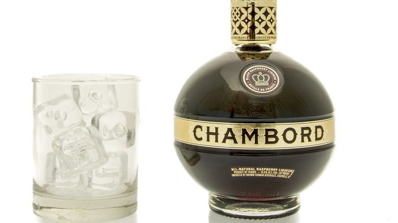 bottle of chambord and glass