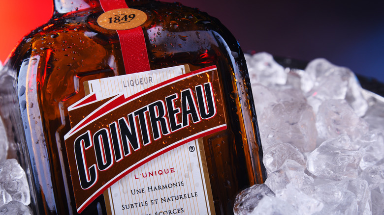 bottle of cointreau in ice