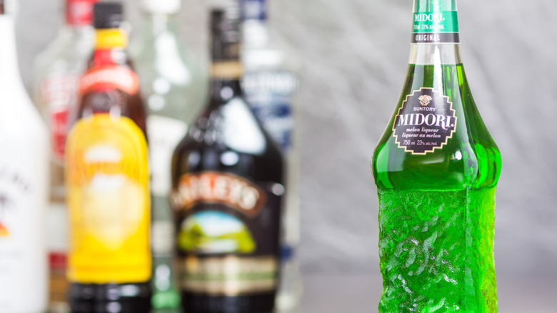 bottle of midori and liqueurs