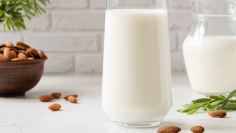 Almond milk and almonds