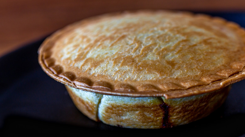 Double crust pie in baking dish