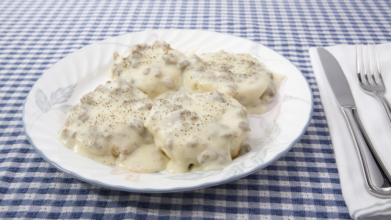 plate of biscuits and gravy