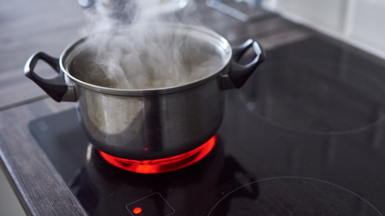 Pot on cooktop burner