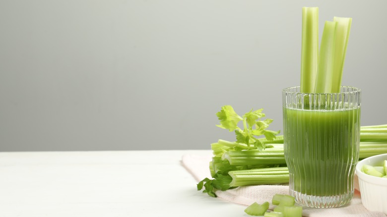 celery sticks and juice