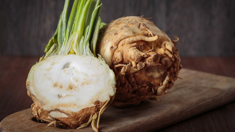 cut and whole celeriac