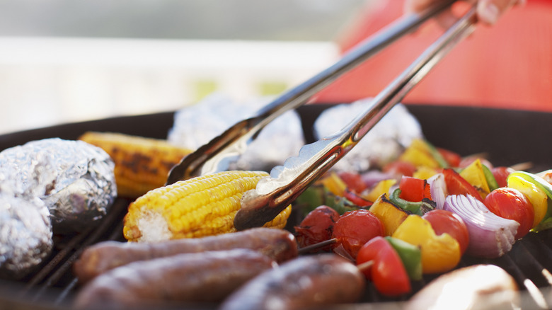 corn and veggies on grill