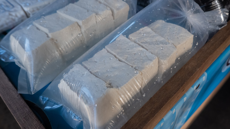 tofu in plastic bags