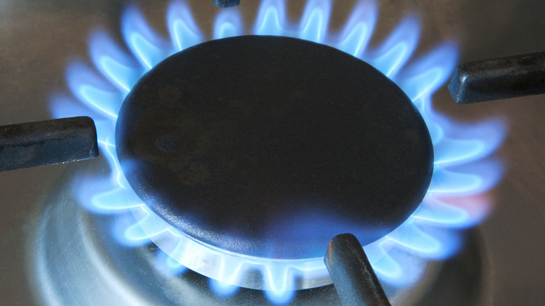 turned-on gas burner