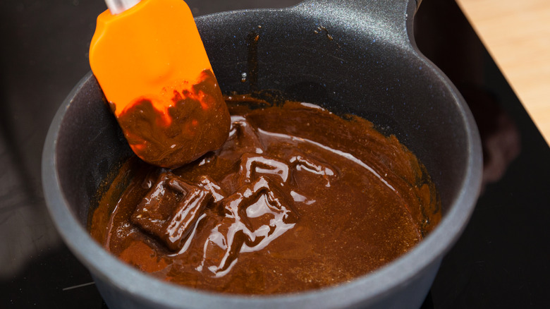 Chocolate melting in pot