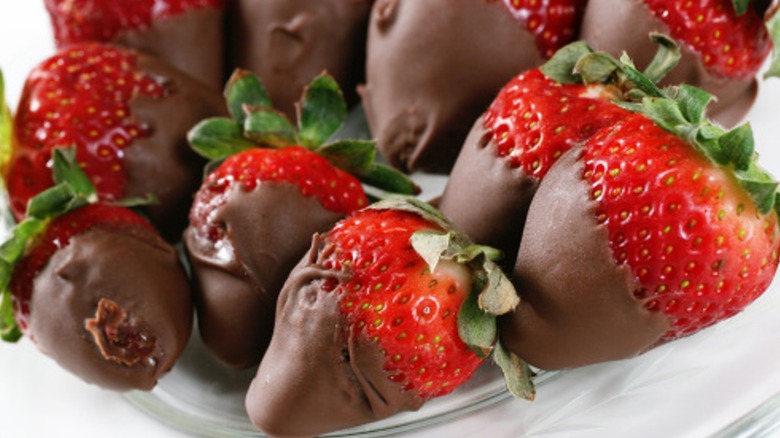 Dipped strawberries with marks