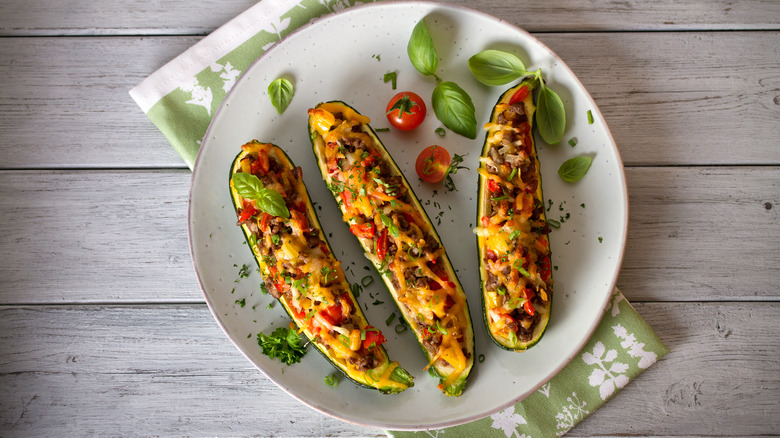 three zucchini boats