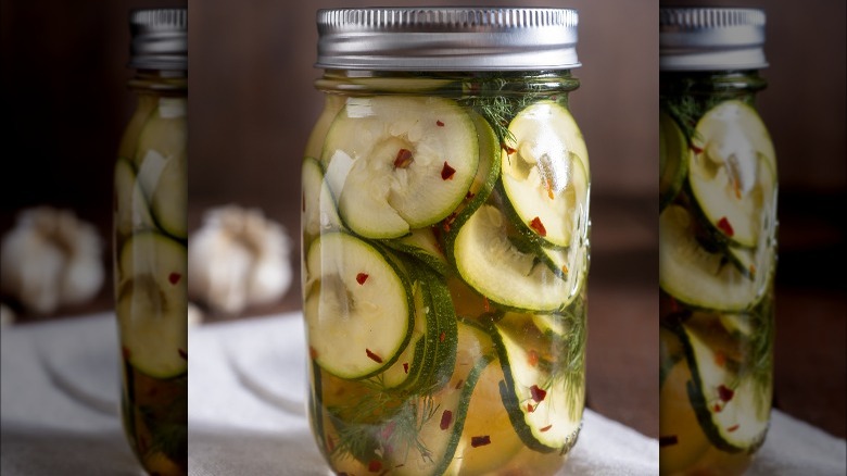 jar of picked zucchini slices