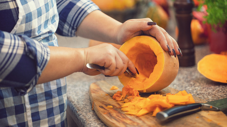 cleaning out butternut squash