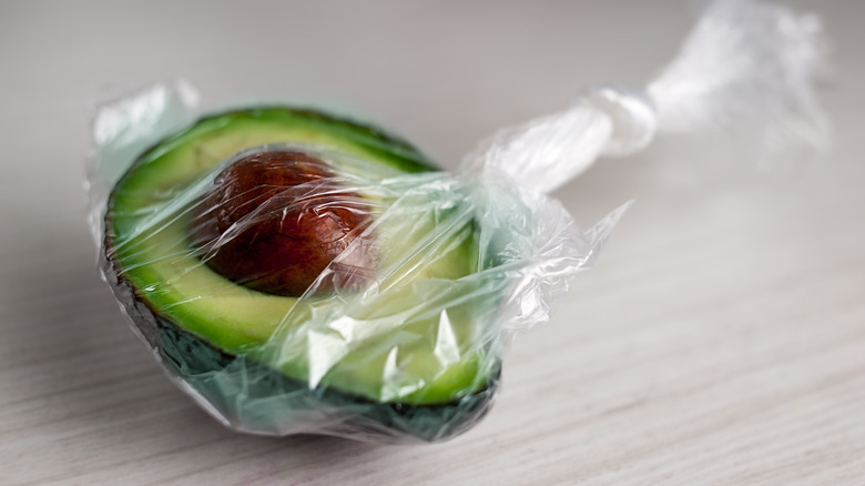 avocado in plastic bag