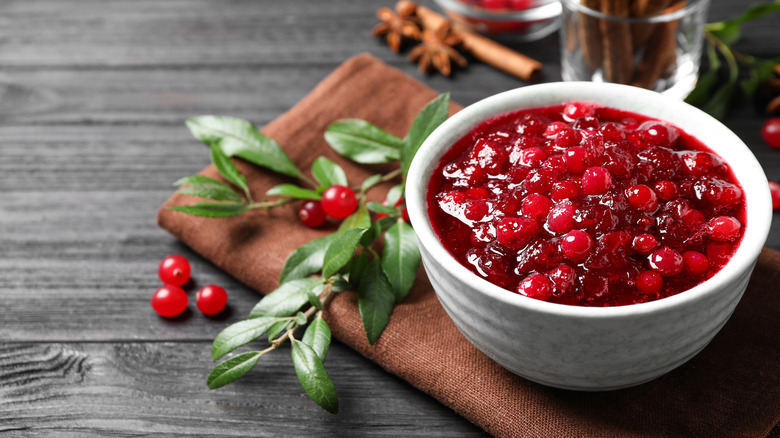 Bowl of cranberry sauce