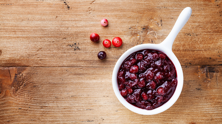 Pan of cranberry sauce