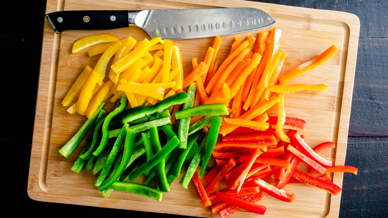 bell peppers cut into strips