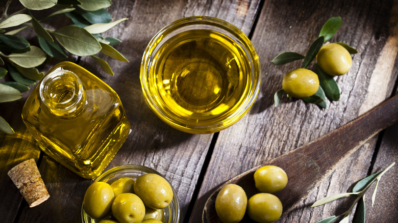 olive oil with olives