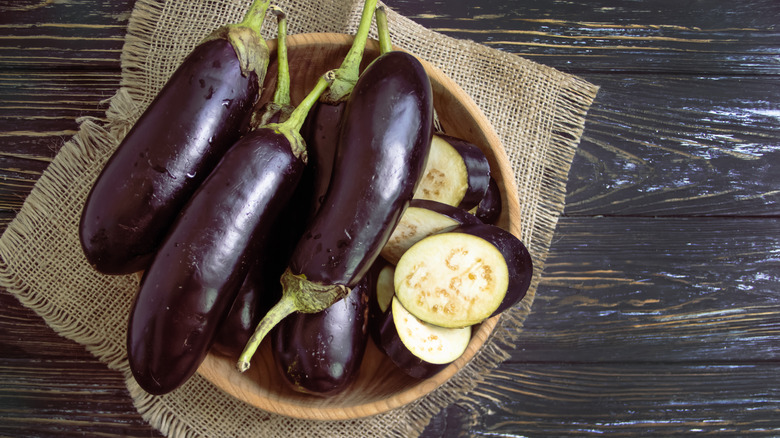 eggplant and sliced eggplant