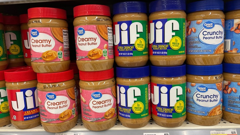 Great Value and Jif peanut butter