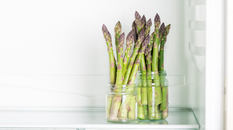 asparagus in jars in fridge