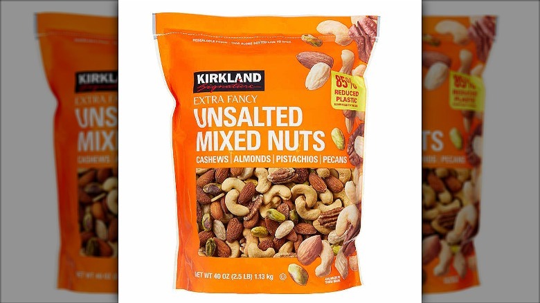bag of Kirkland Signature Unsalted Mixed Nuts