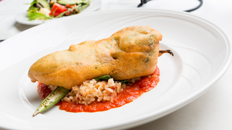 Chile Relleno on white plate