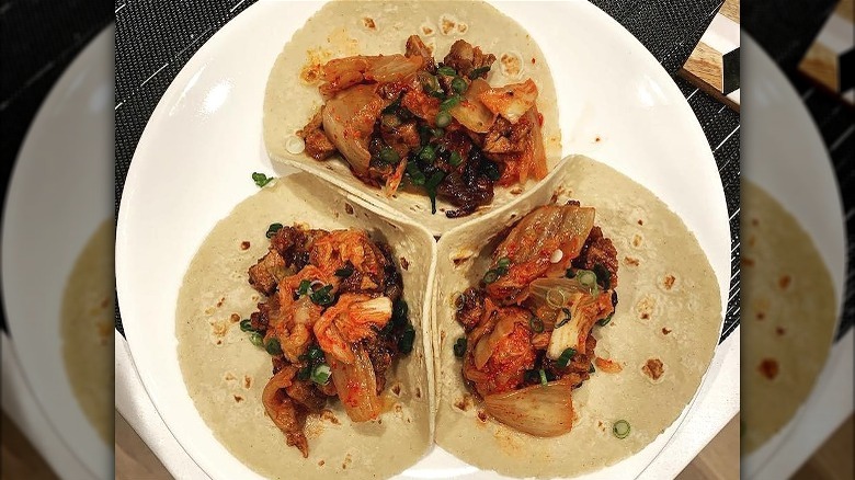 three kimchi tacos 