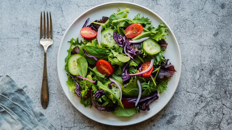 Green salad on plate