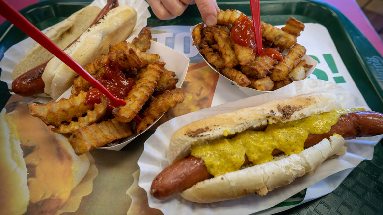 nathan's famous hot dogs and fries