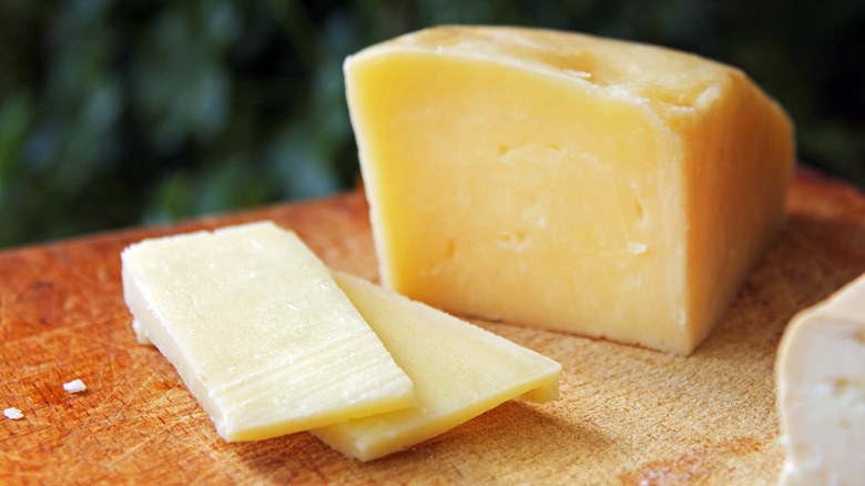 slice and cube of cheese